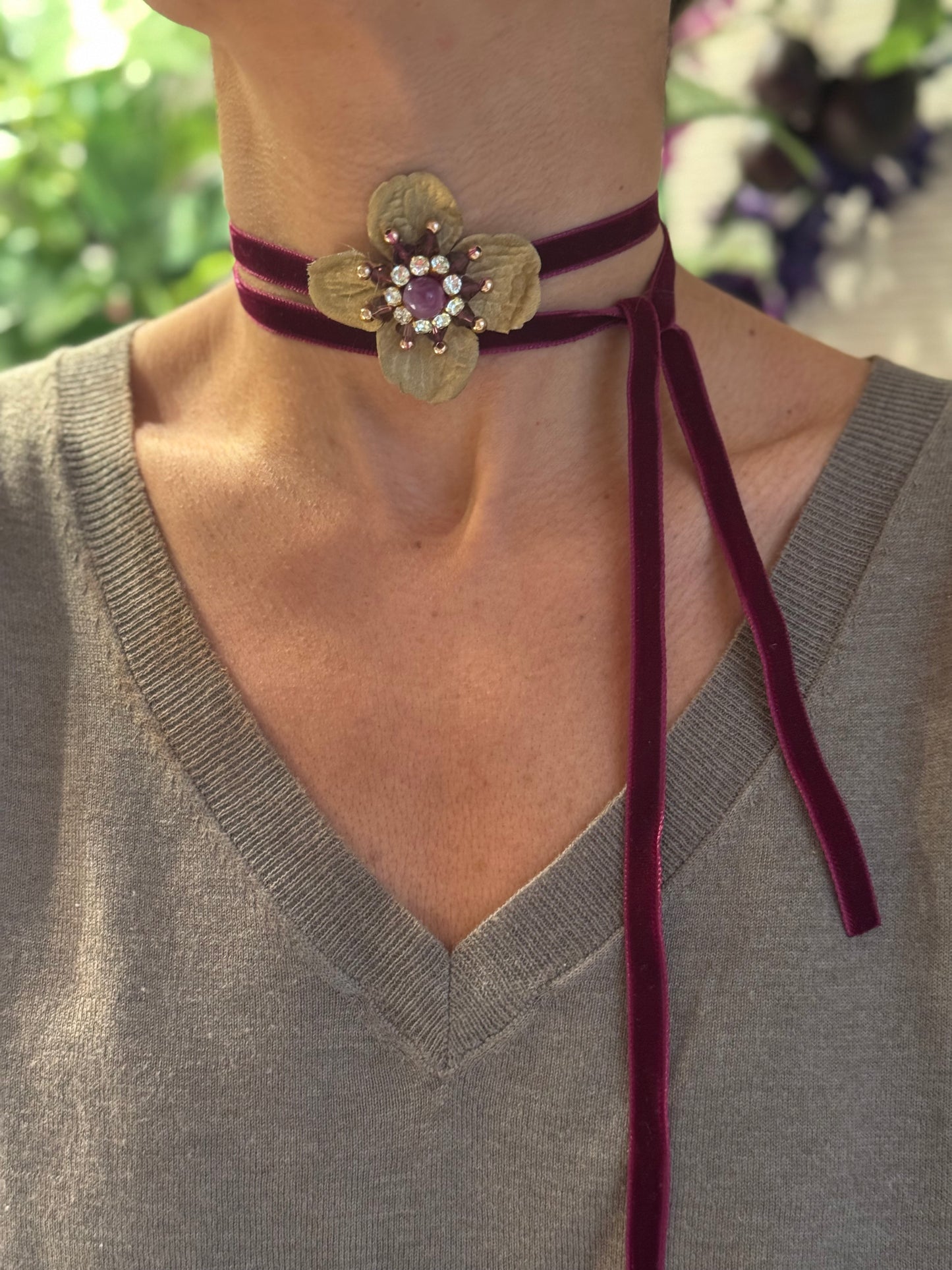 Garnet velvet ribbon