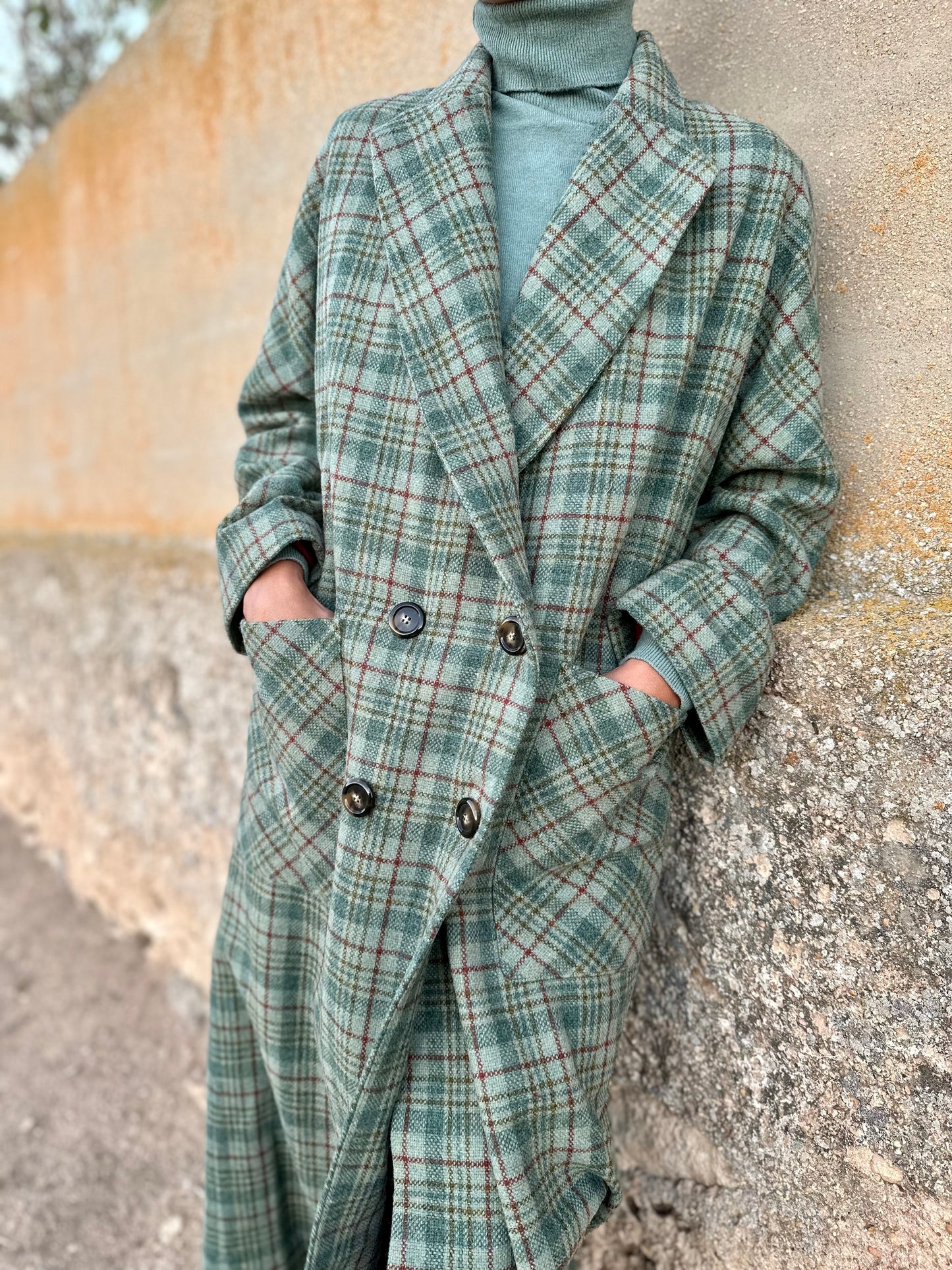 Abrigo Lana cuadros agua