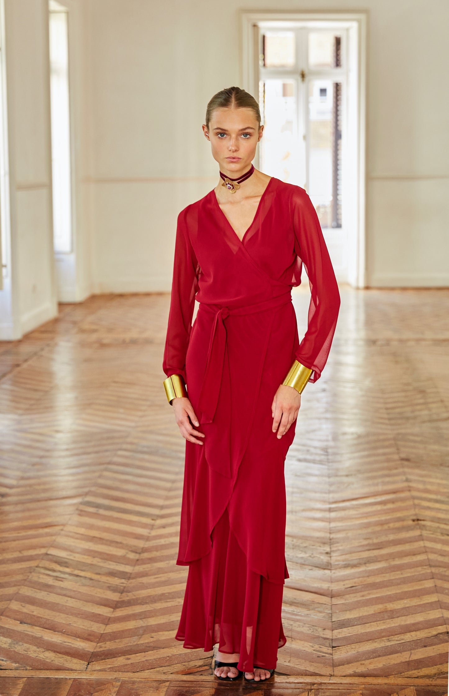 Sabina burgundy dress