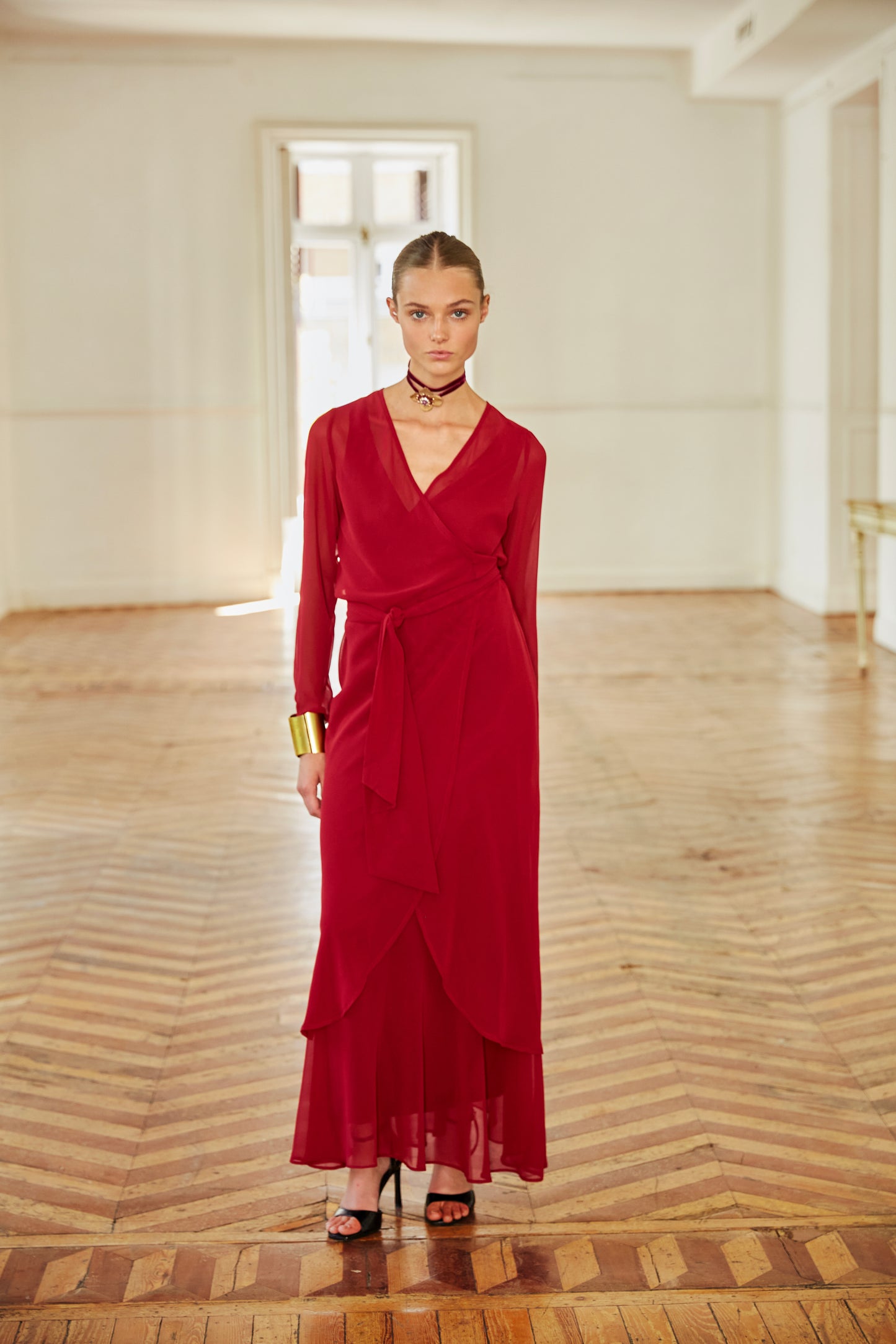 Sabina burgundy dress