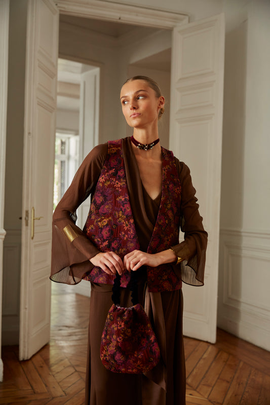 Floral jacquard vest