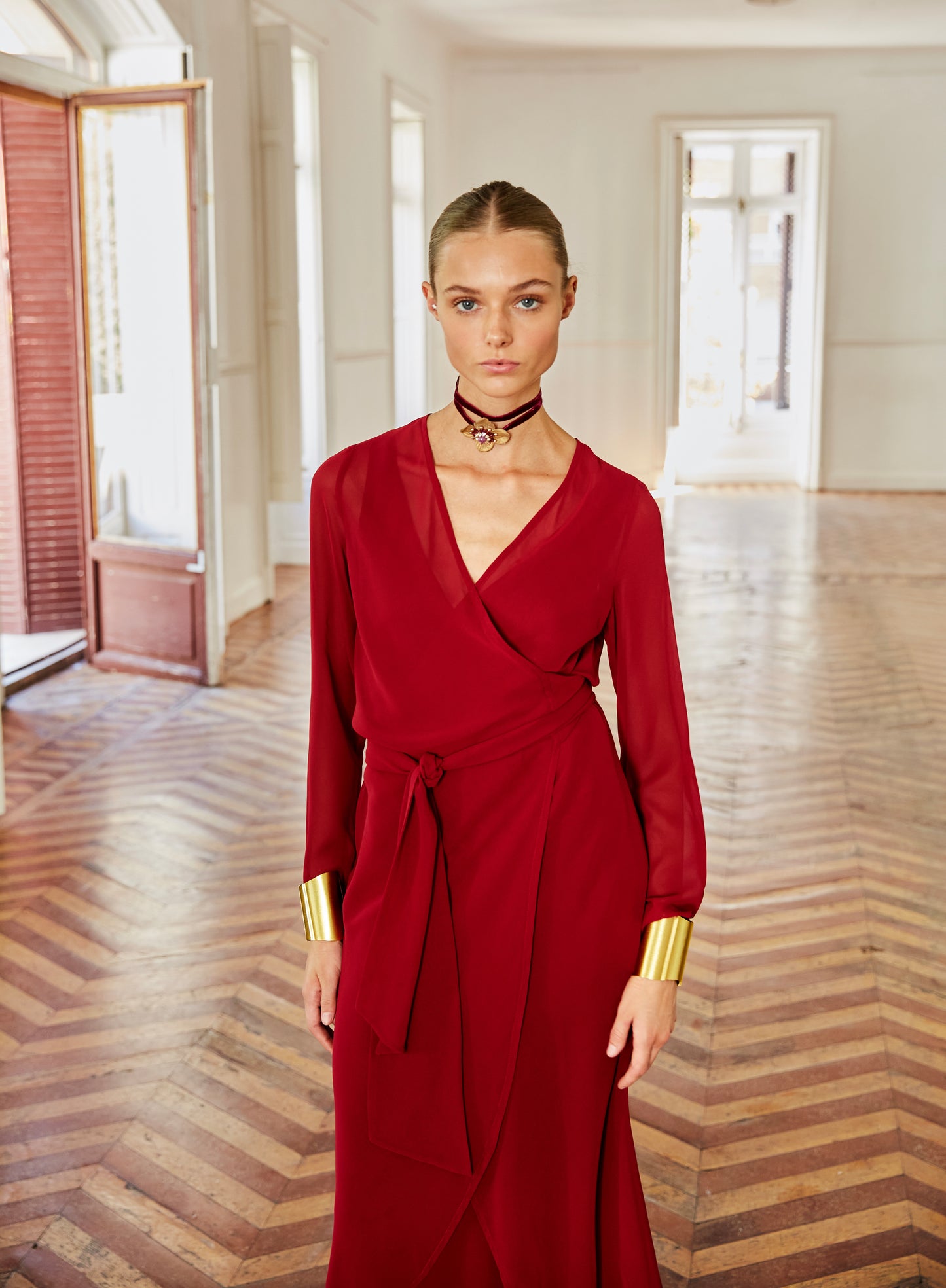 Sabina burgundy dress
