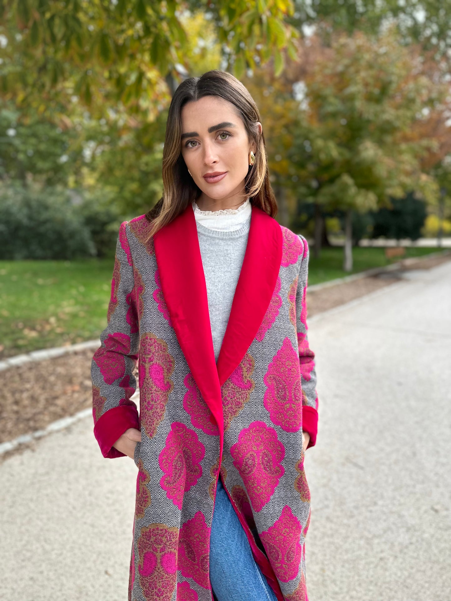 Abrigo espiguilla fucsia