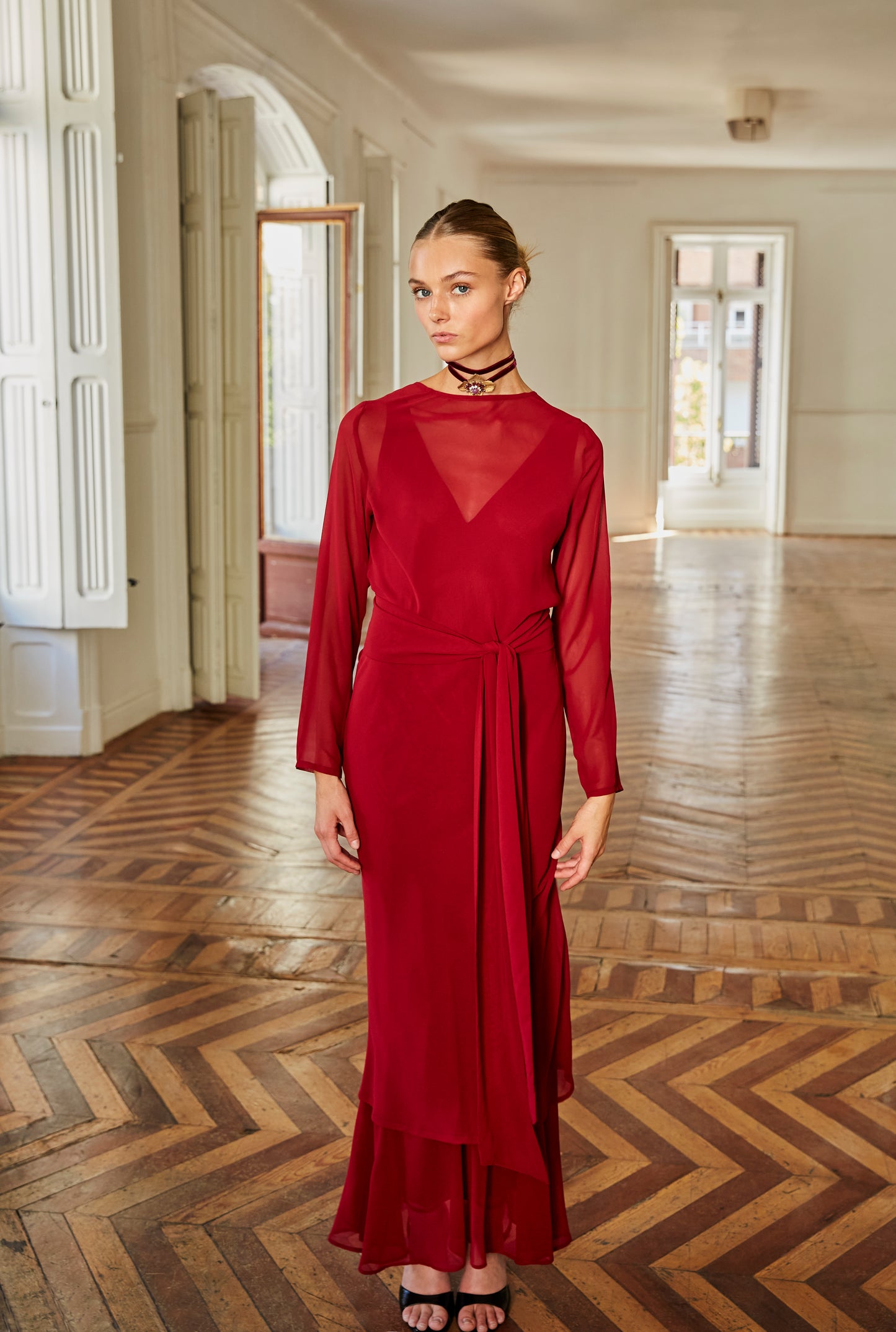 Sabina burgundy dress