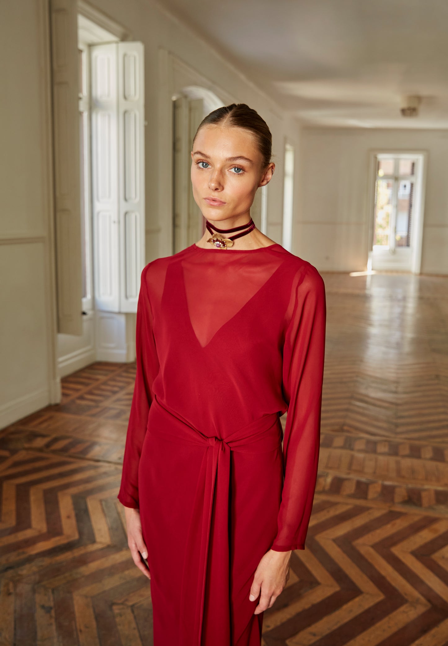 Sabina burgundy dress