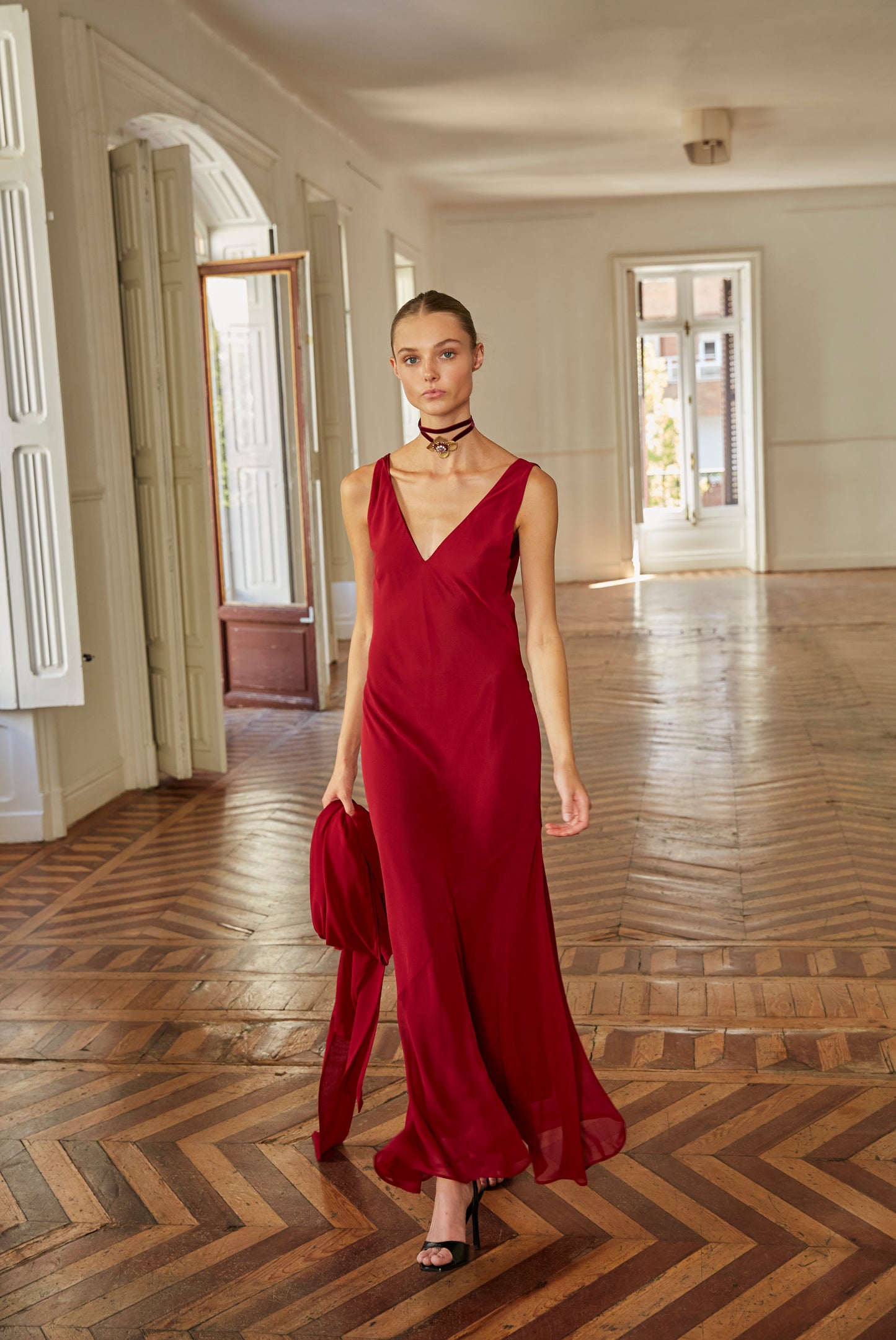 Sabina burgundy dress