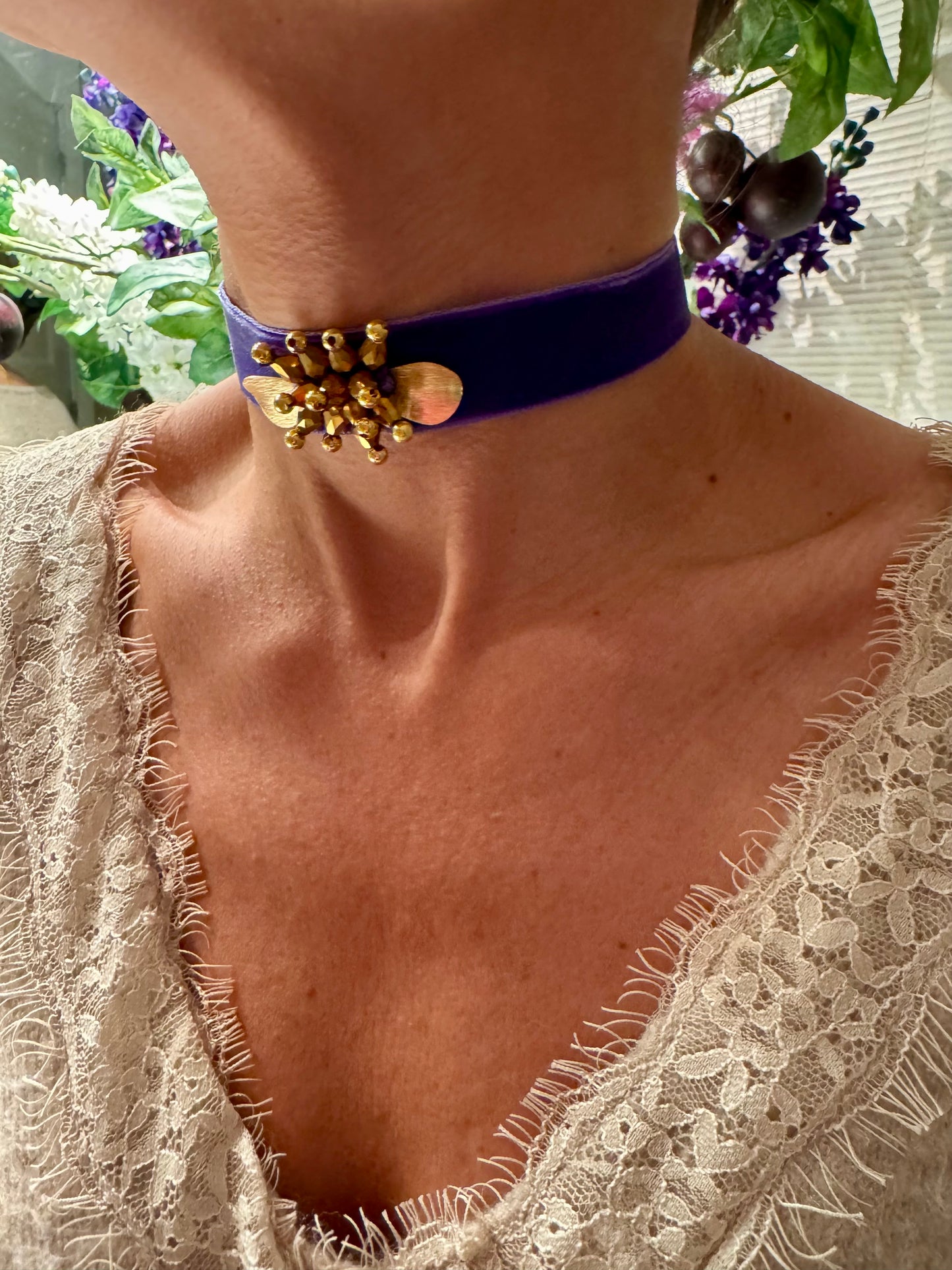 Choker terciopelo morado