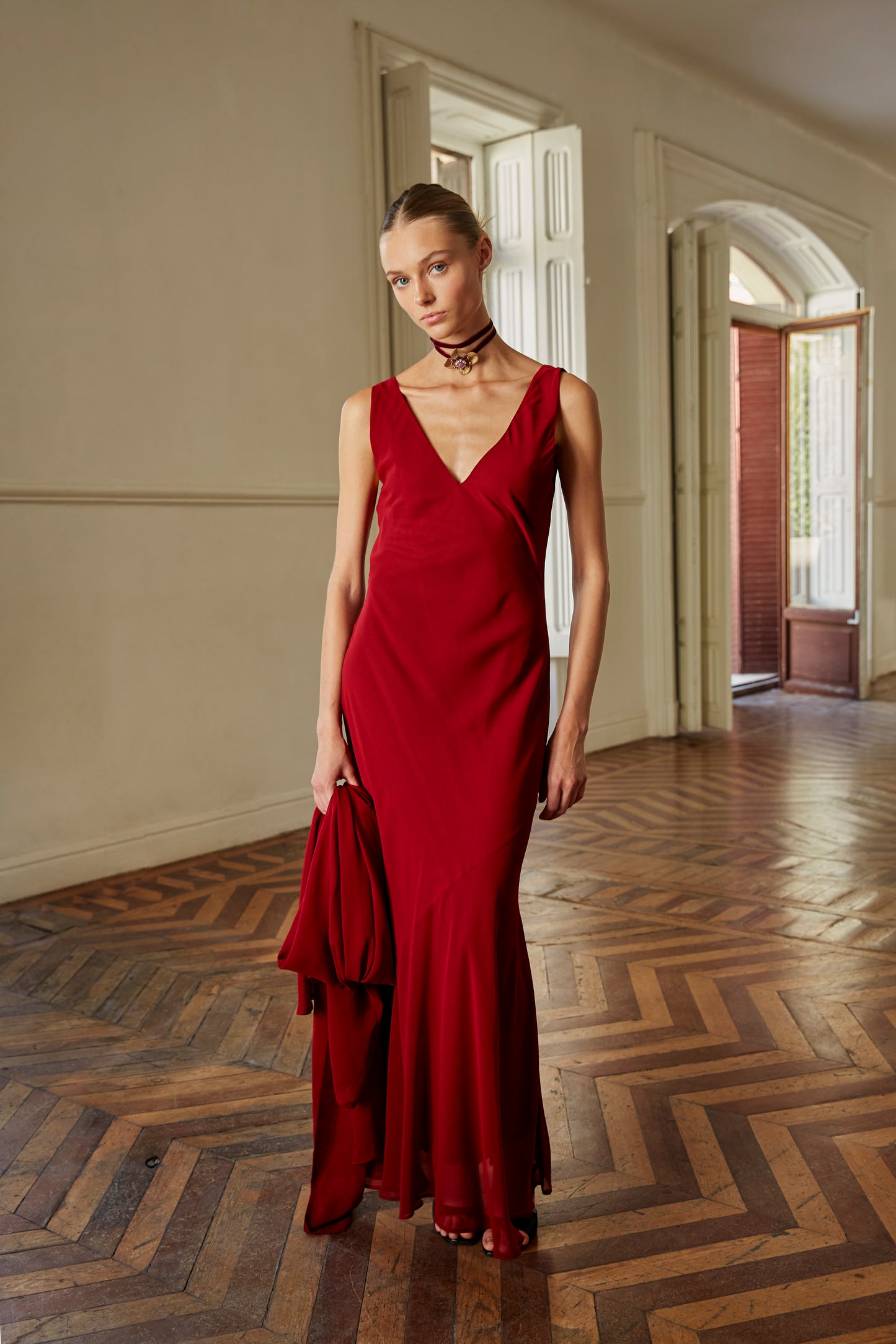 Sabina burgundy dress