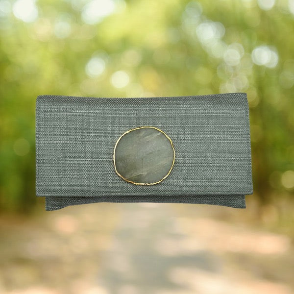 Cartera piedra verde agua