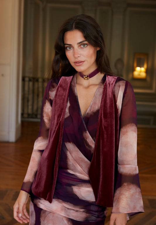 Eggplant velvet vest