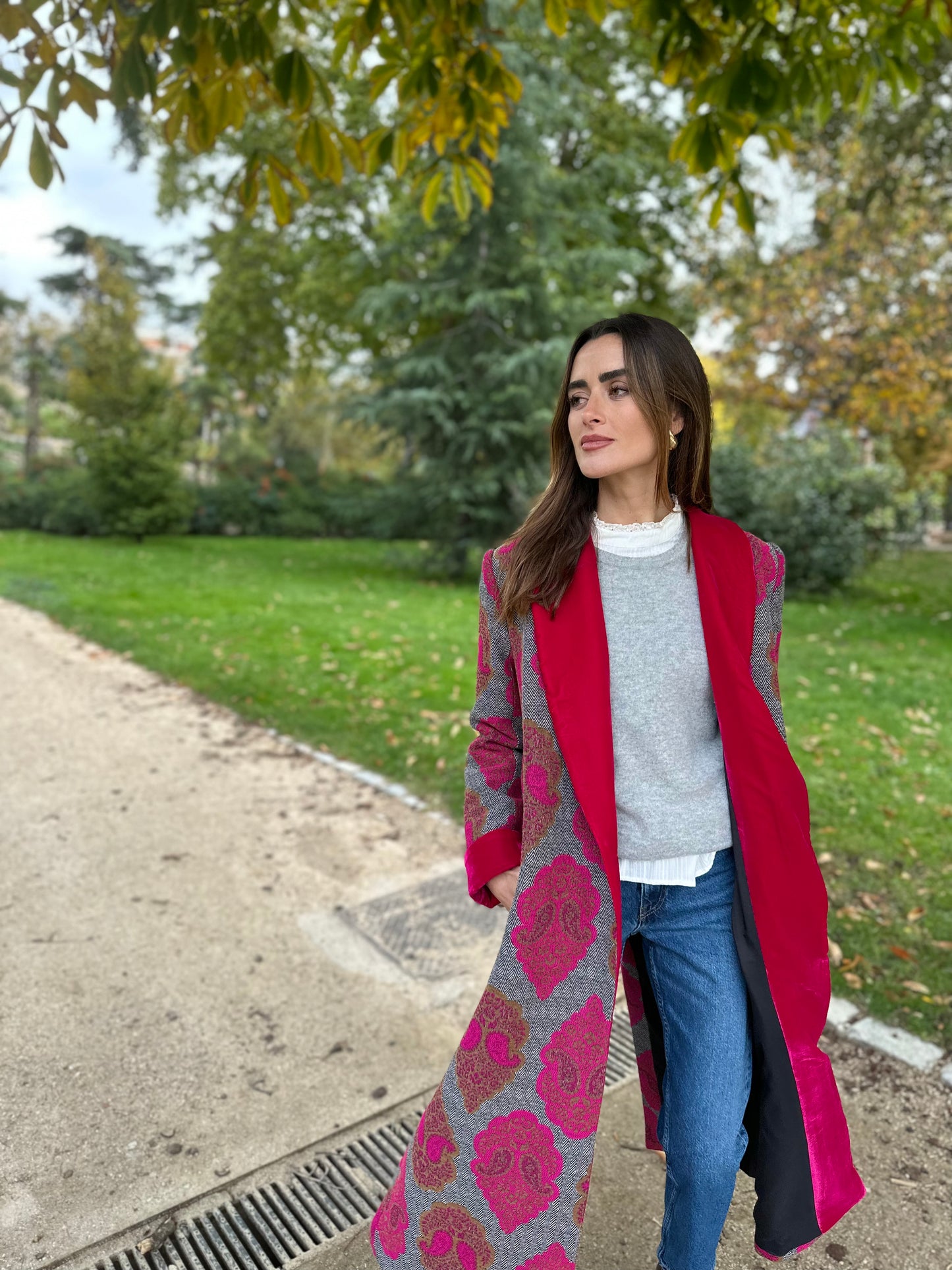 Abrigo espiguilla fucsia