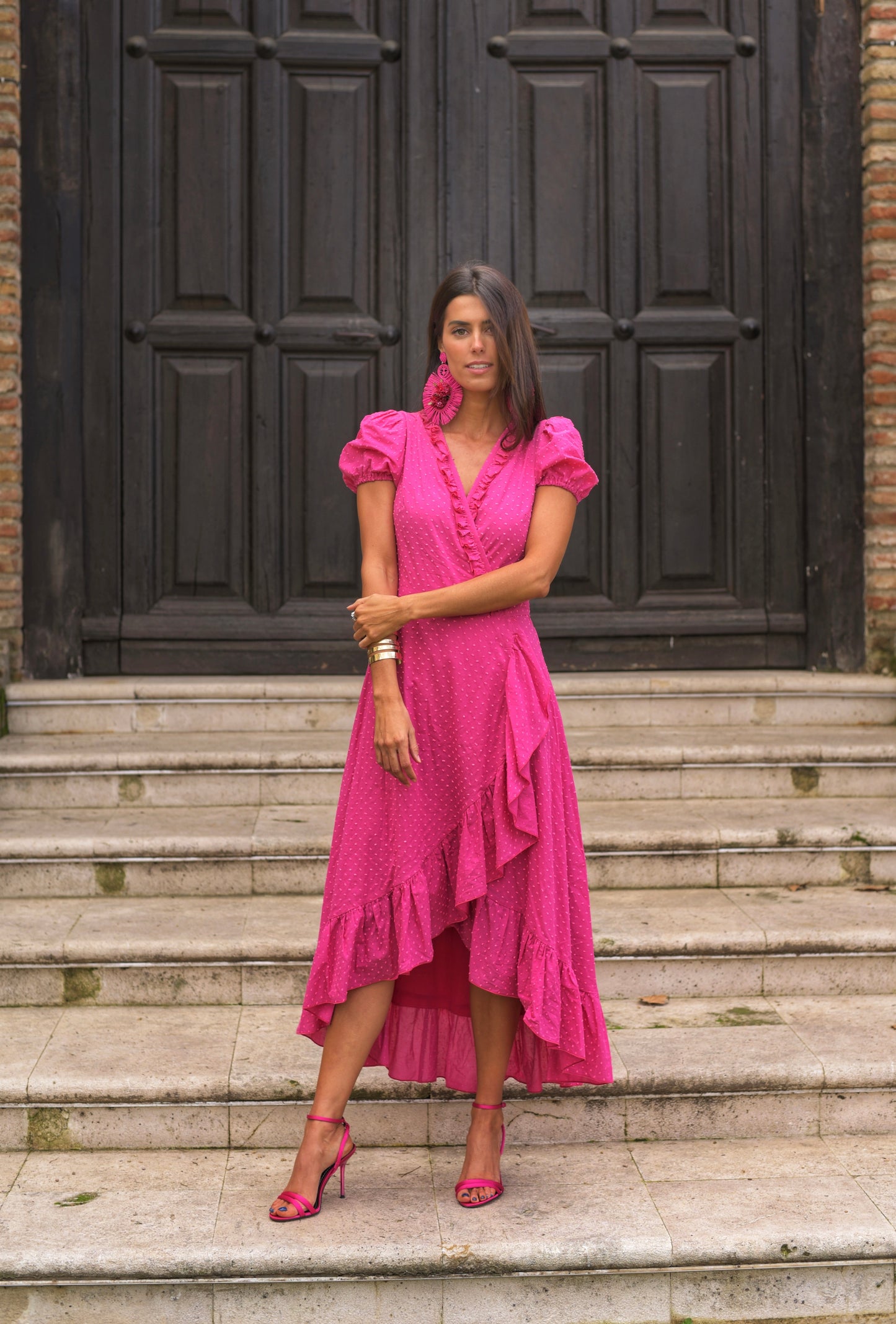 Vestido Lady Margarita fresa
