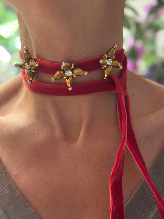 Collar de terciopelo teja