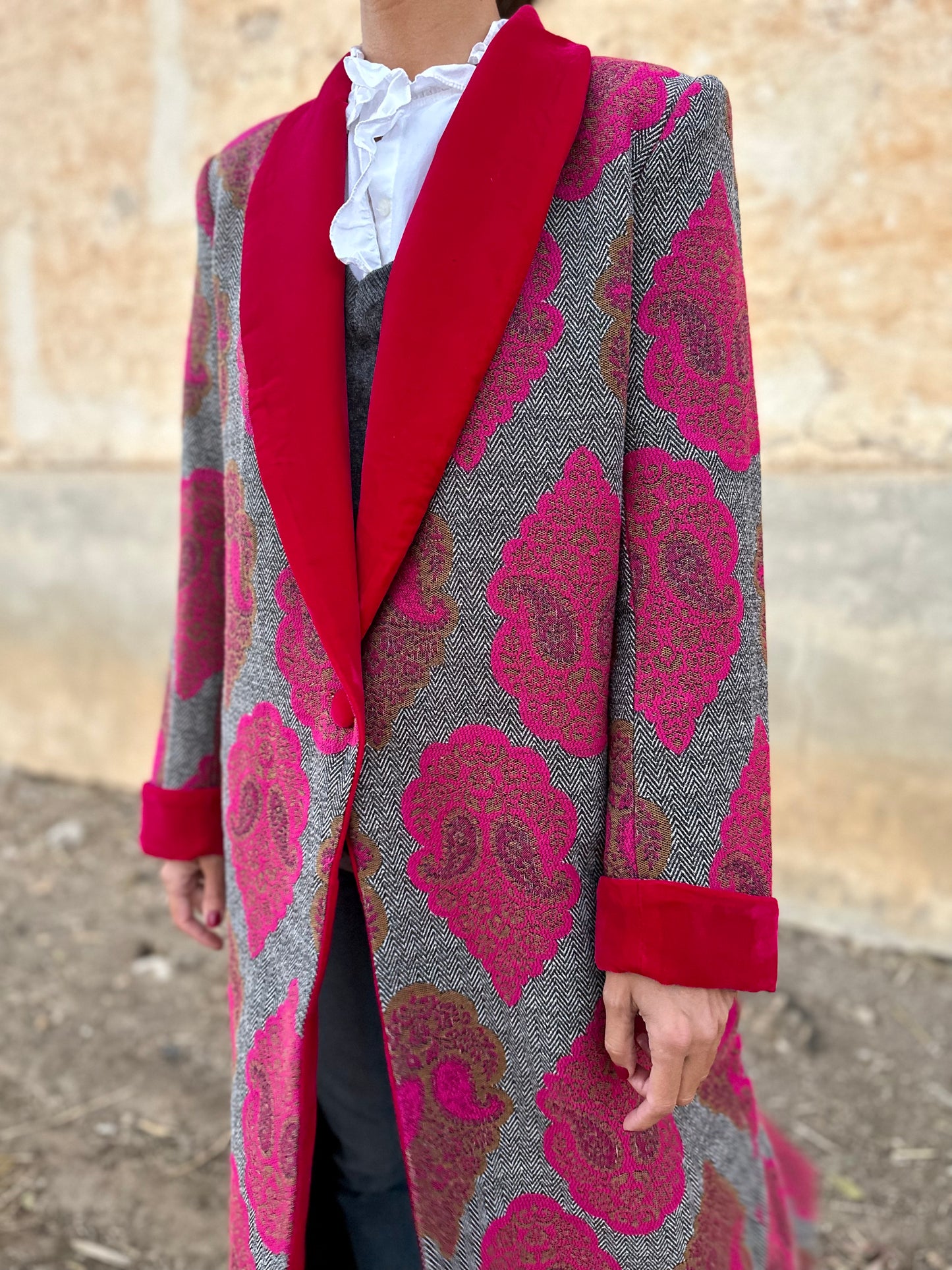 Abrigo espiguilla fucsia