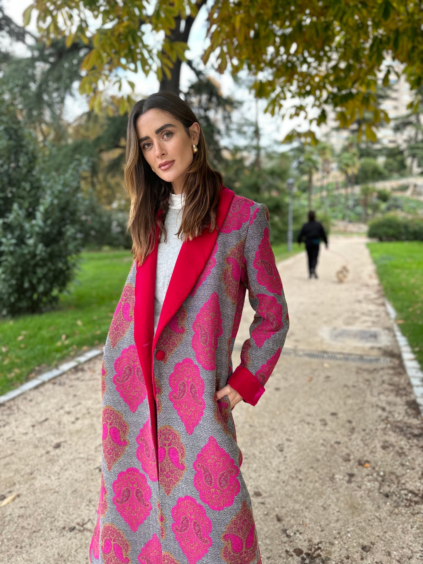 Abrigo espiguilla fucsia