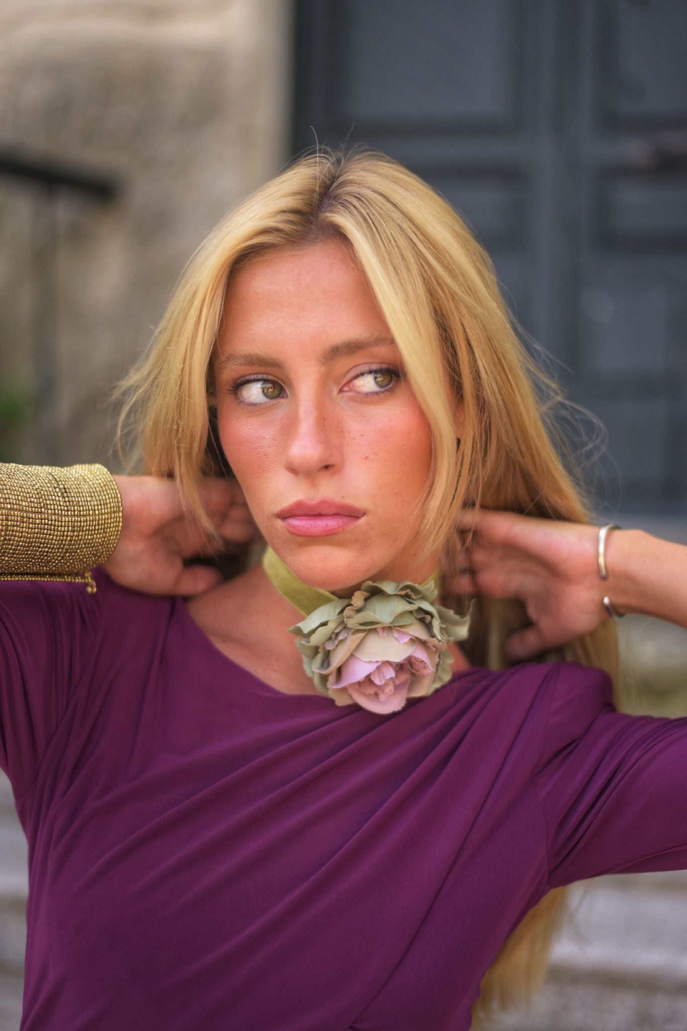 Fabric flower choker