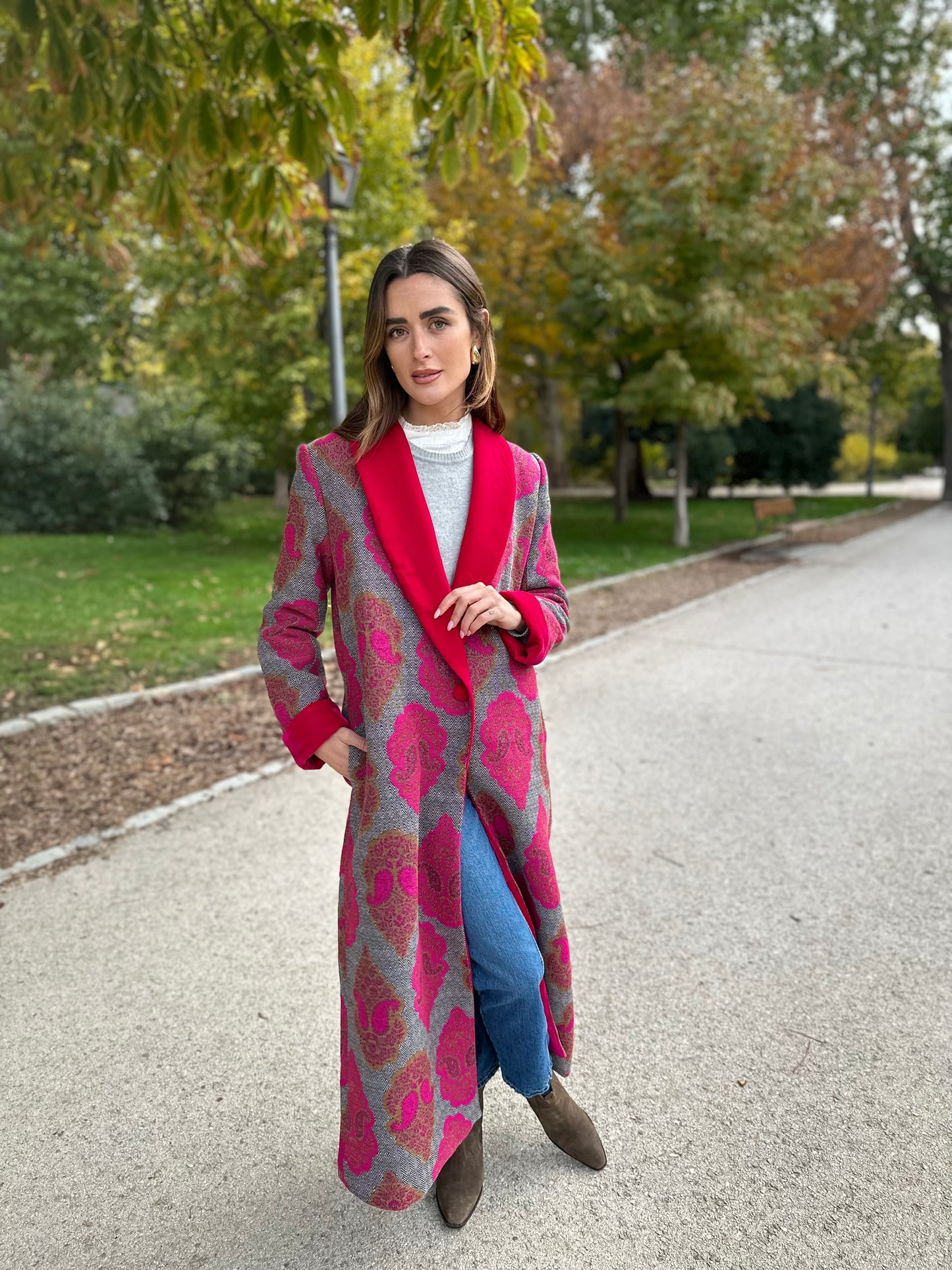 Abrigo espiguilla fucsia
