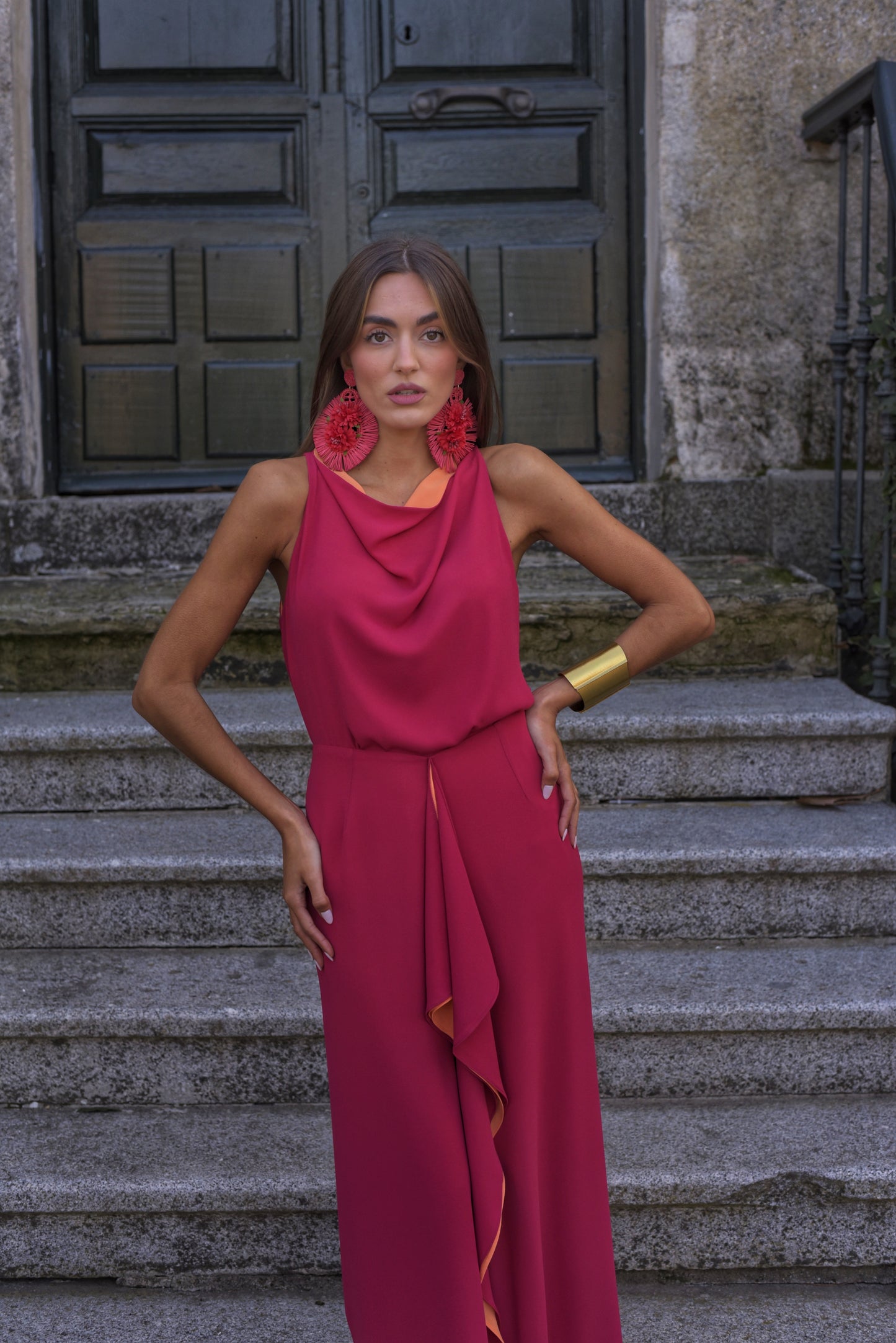VESTIDO DE FIESTA MANNIT COCODRILO FRESA 3