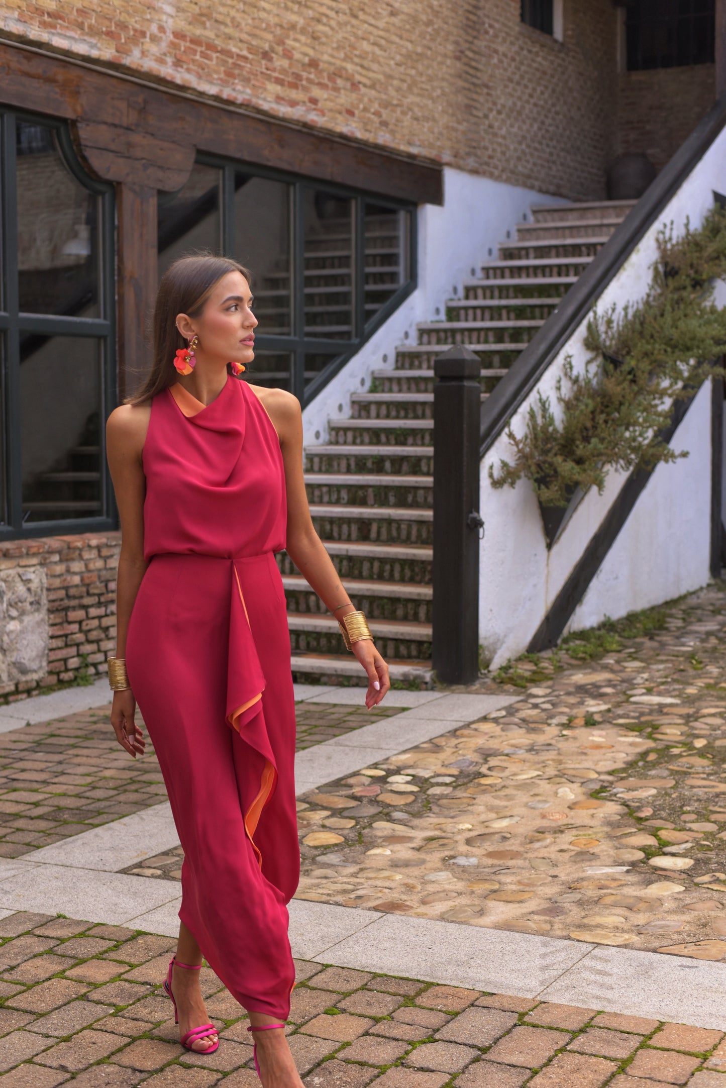 VESTIDO DE FIESTA MANNIT COCODRILO FRESA 7