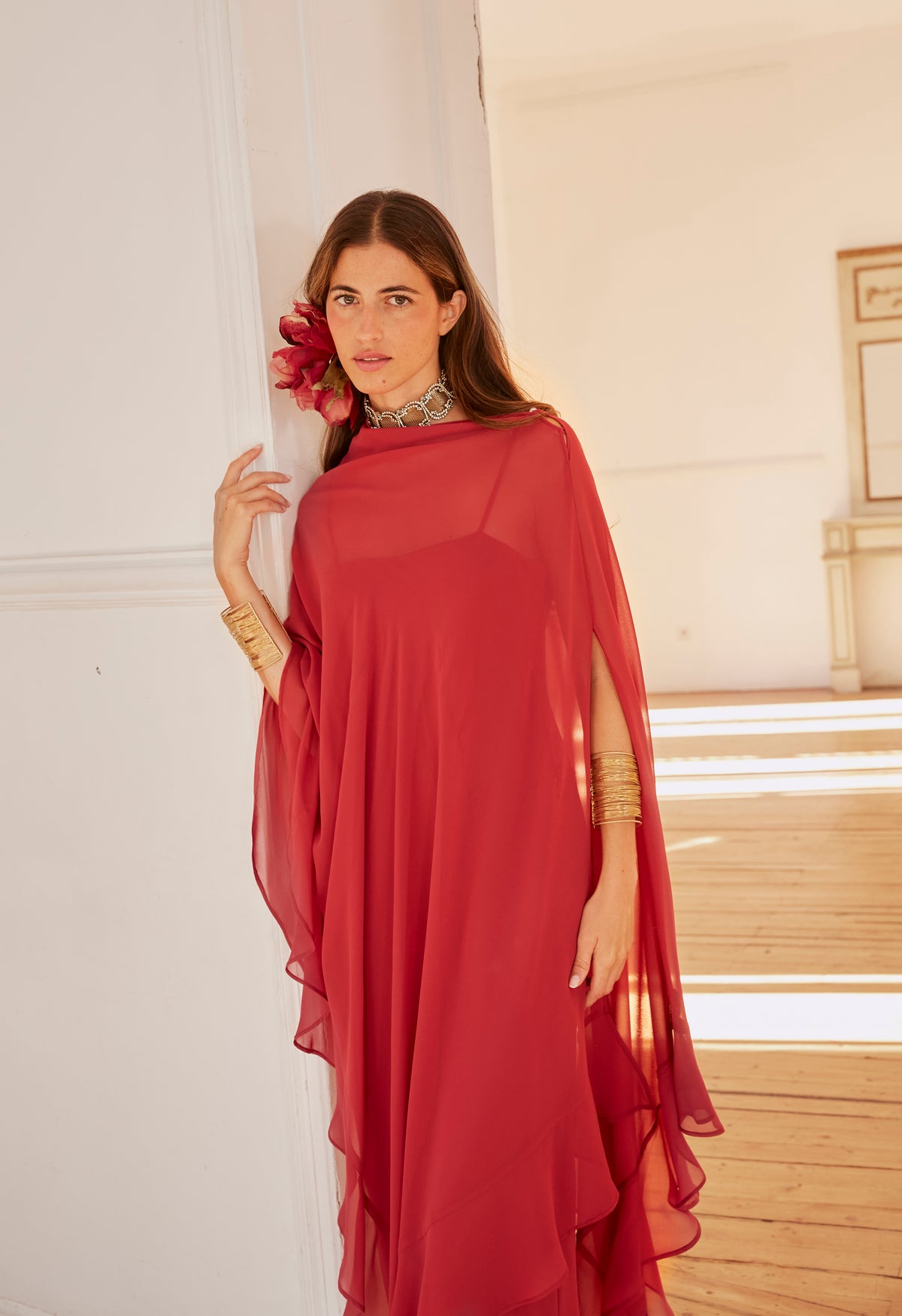 Vestido crepúsculo cereja