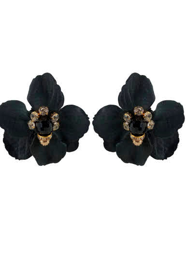 Black Flower Earring