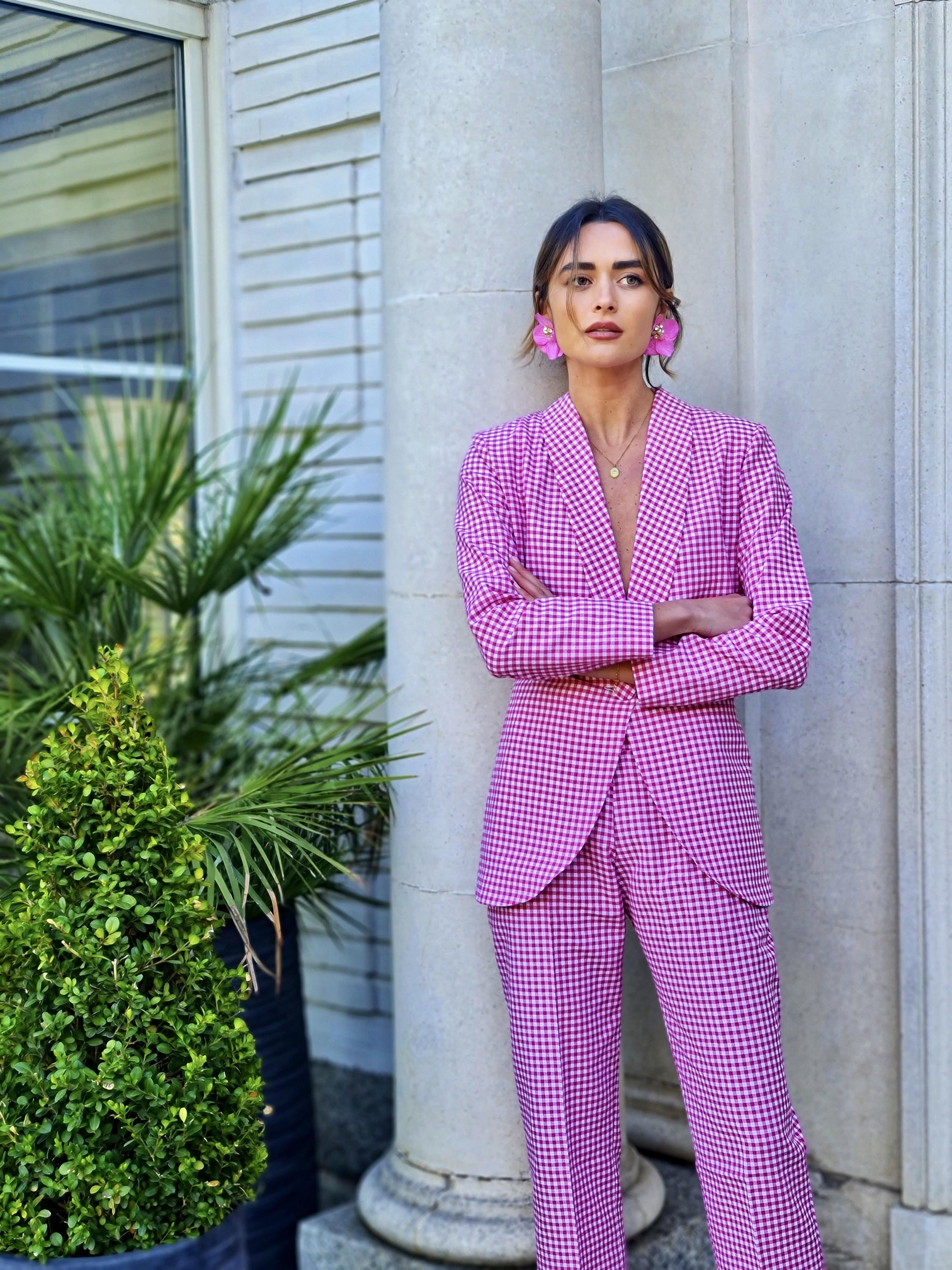 Zara pink hot sale gingham suit