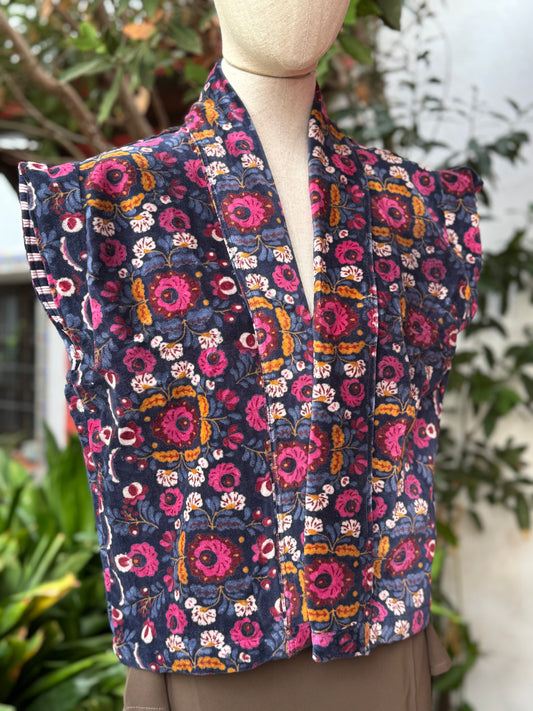 Chaleco de terciopelo azul