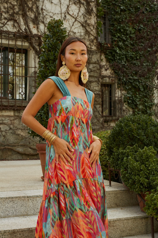 Vestido Cascais hojas verde