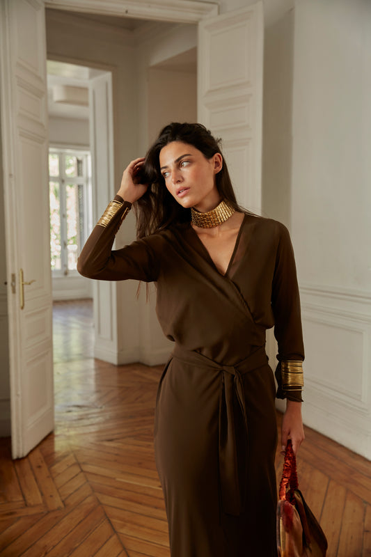 Sabina brown dress