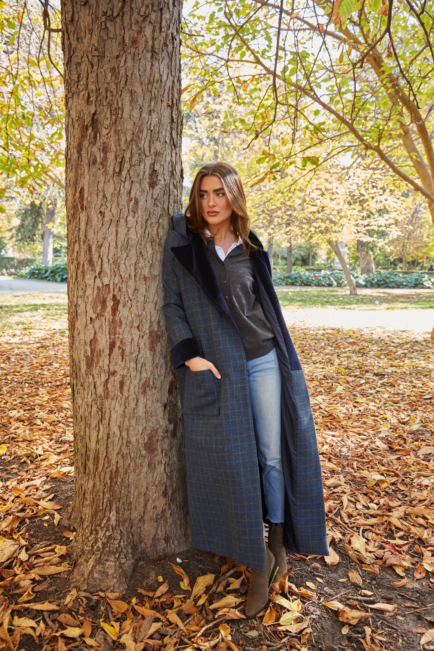 Abrigo Lana capucha azul