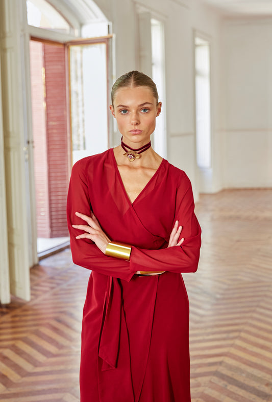 Sabina burgundy dress