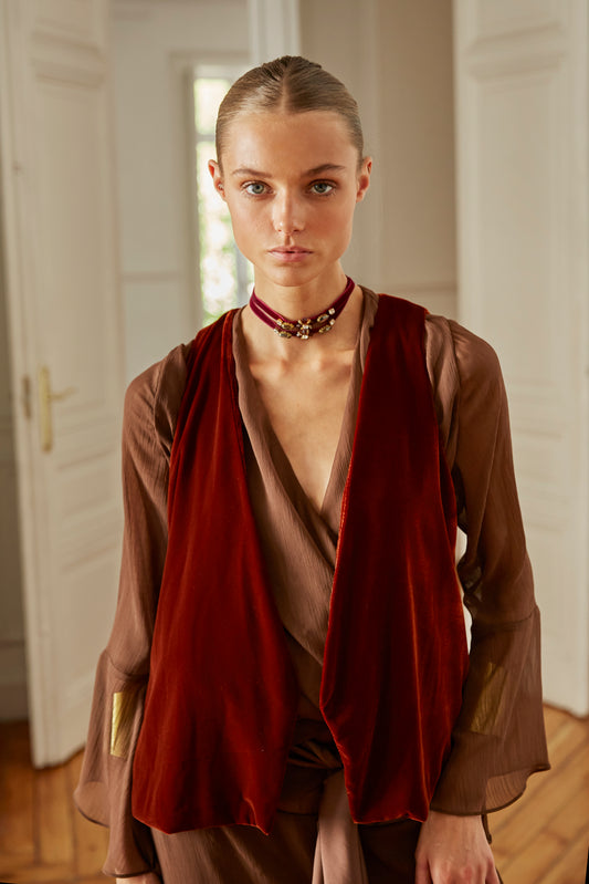 Tile velvet vest