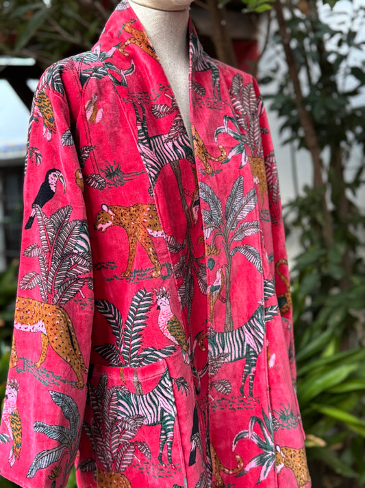 Chaqueta de terciopelo fucsia