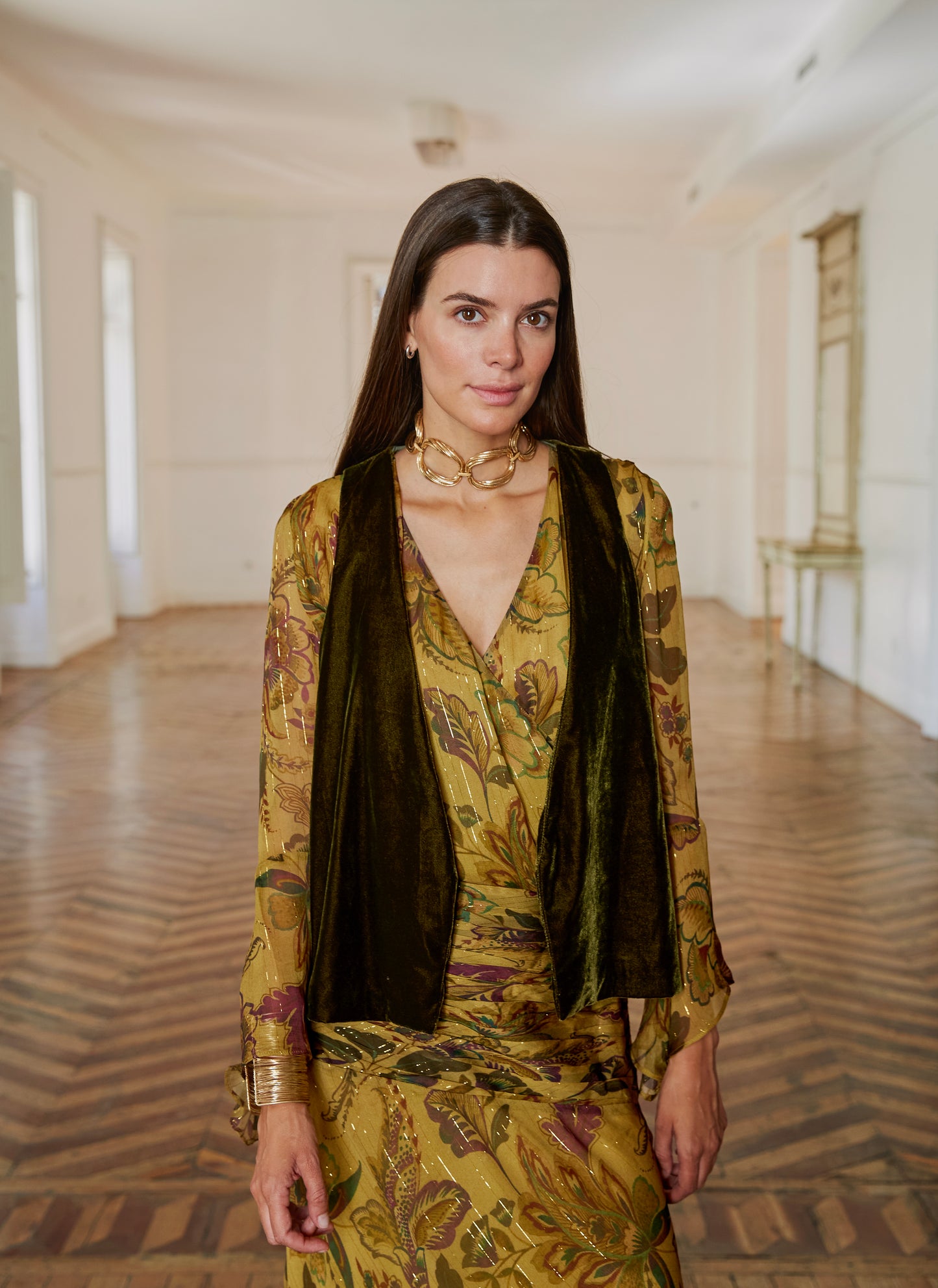 Green velvet vest