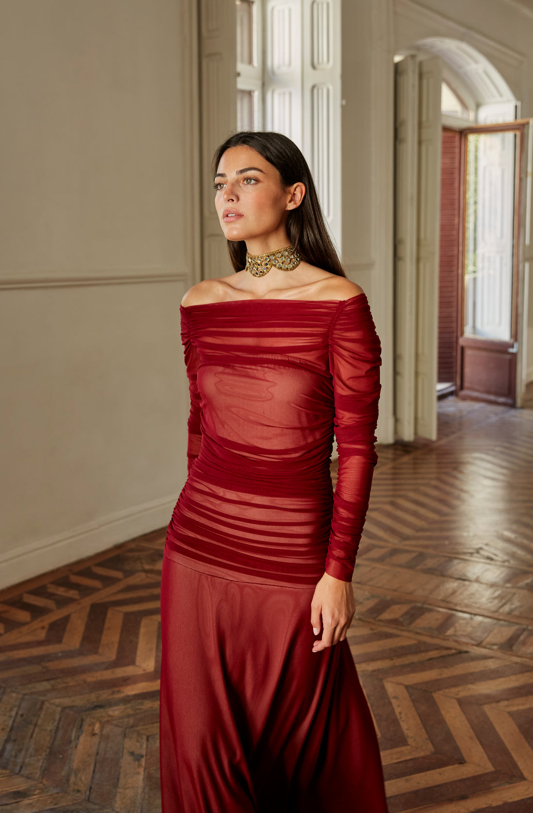 Vestido Pinsapo burdeos