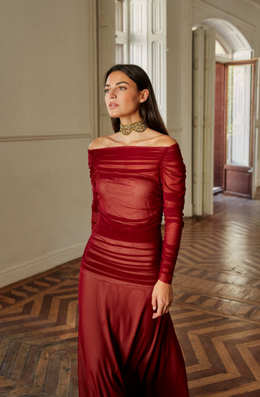 Burgundy Pinsapo dress