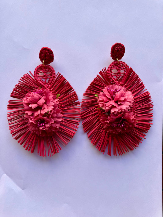 Brincos jacarta, rosa antigo/coral