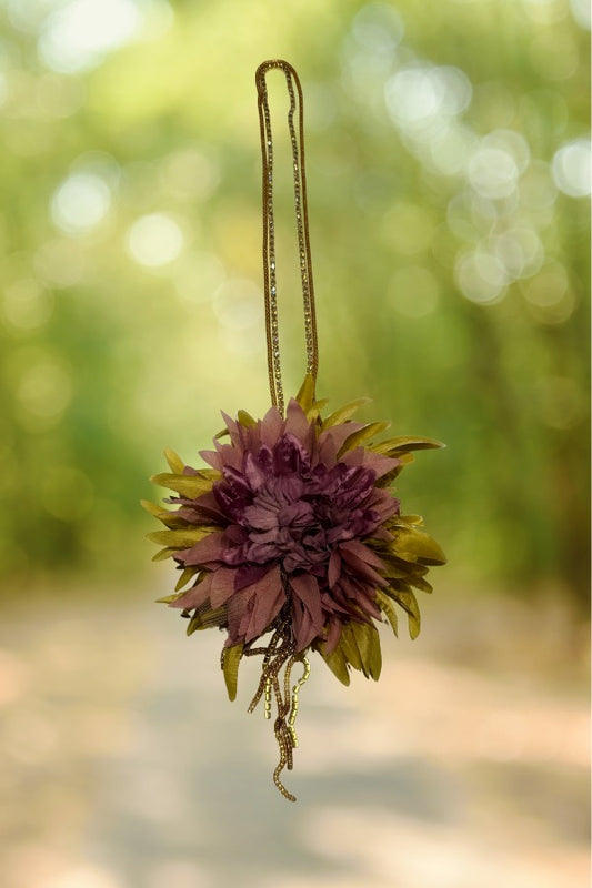 Collar largo flores buganvilla/oliva