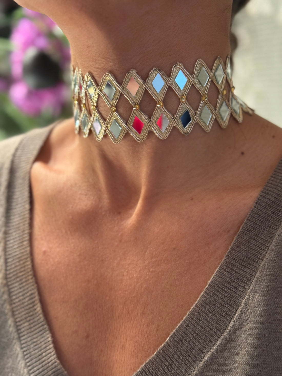 Choker espejitos rombo