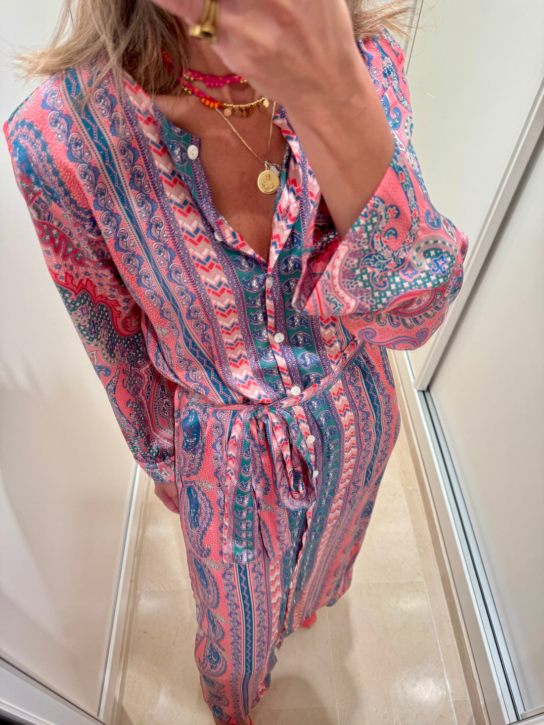 Camisero cachemir rosa y verde