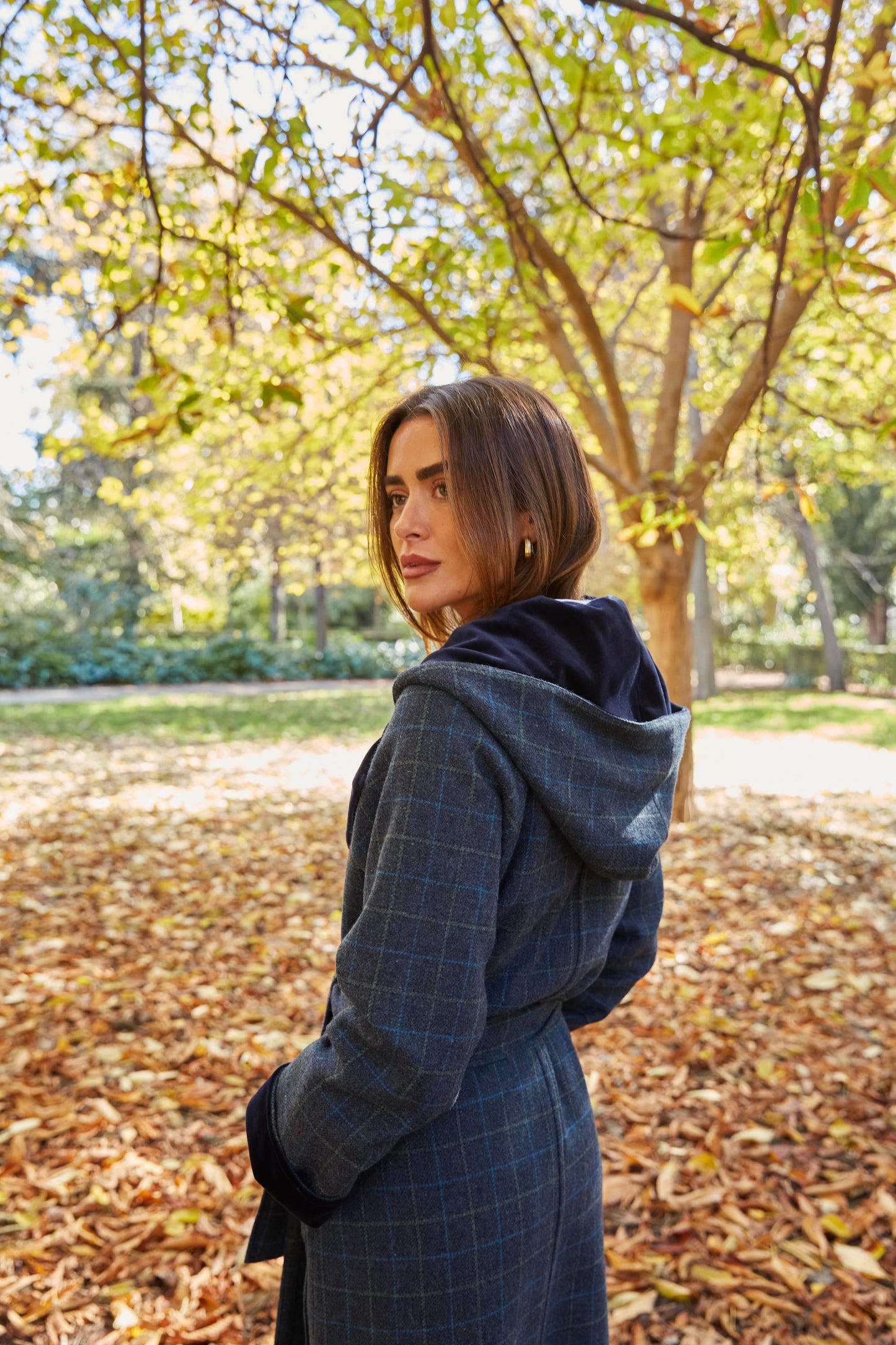 Abrigo Lana capucha azul