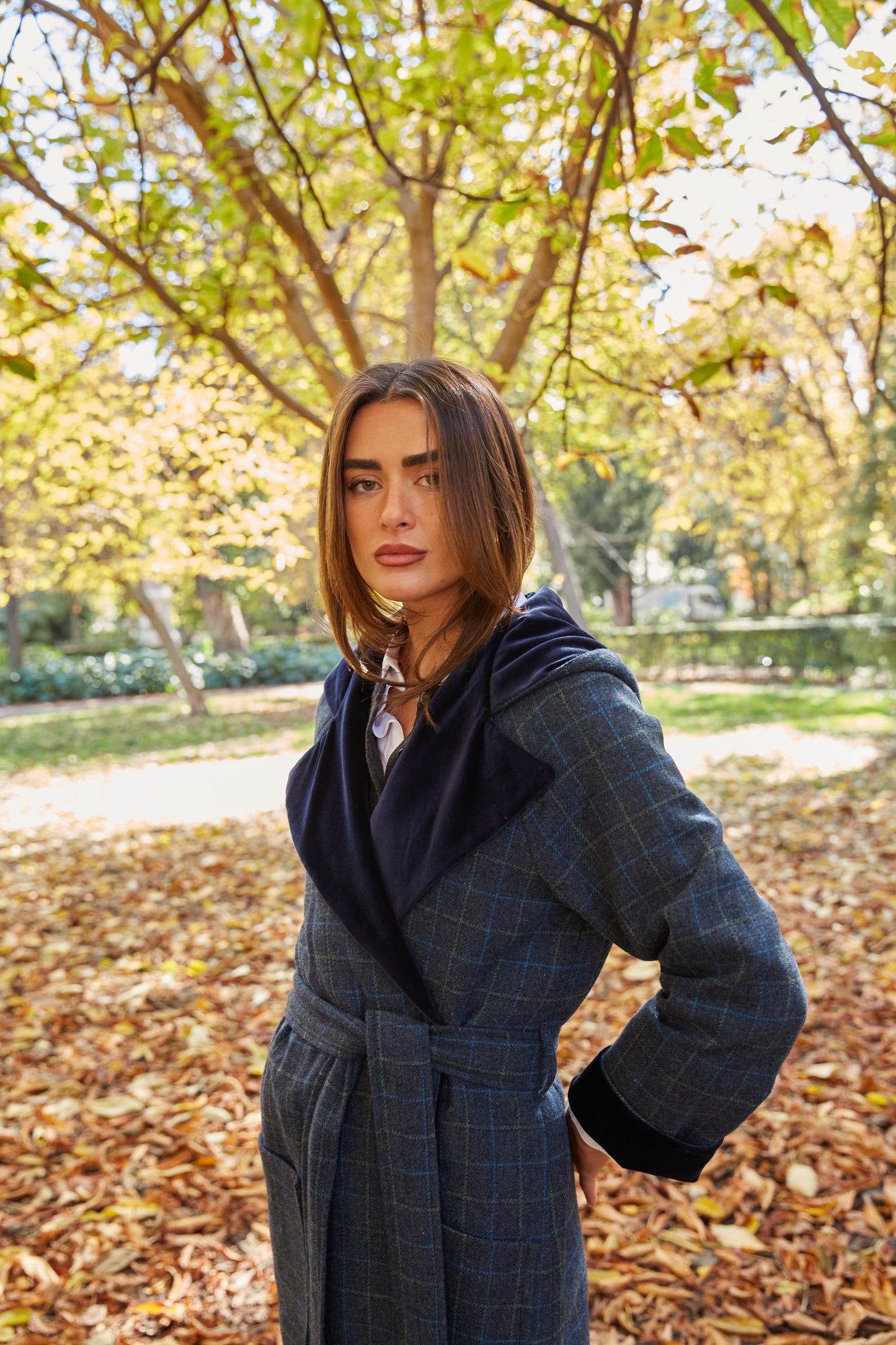 Abrigo Lana capucha azul