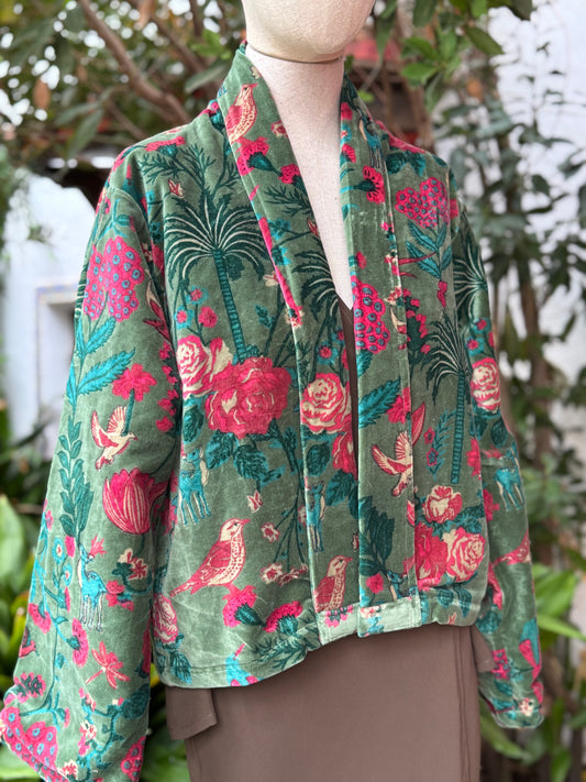 Chaqueta de terciopelo verde