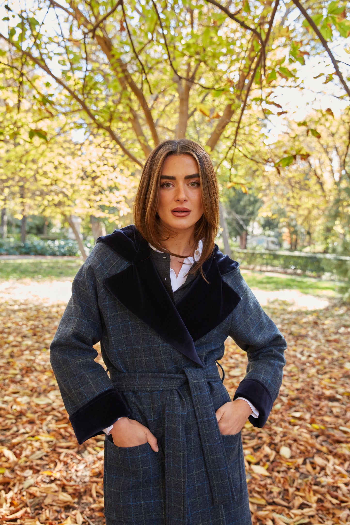 Abrigo Lana capucha azul