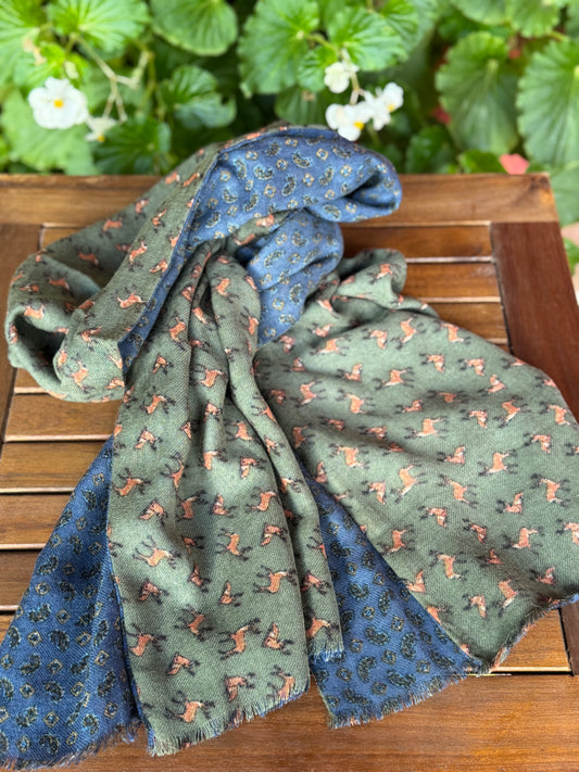 Pañuelo largo reversible de lana