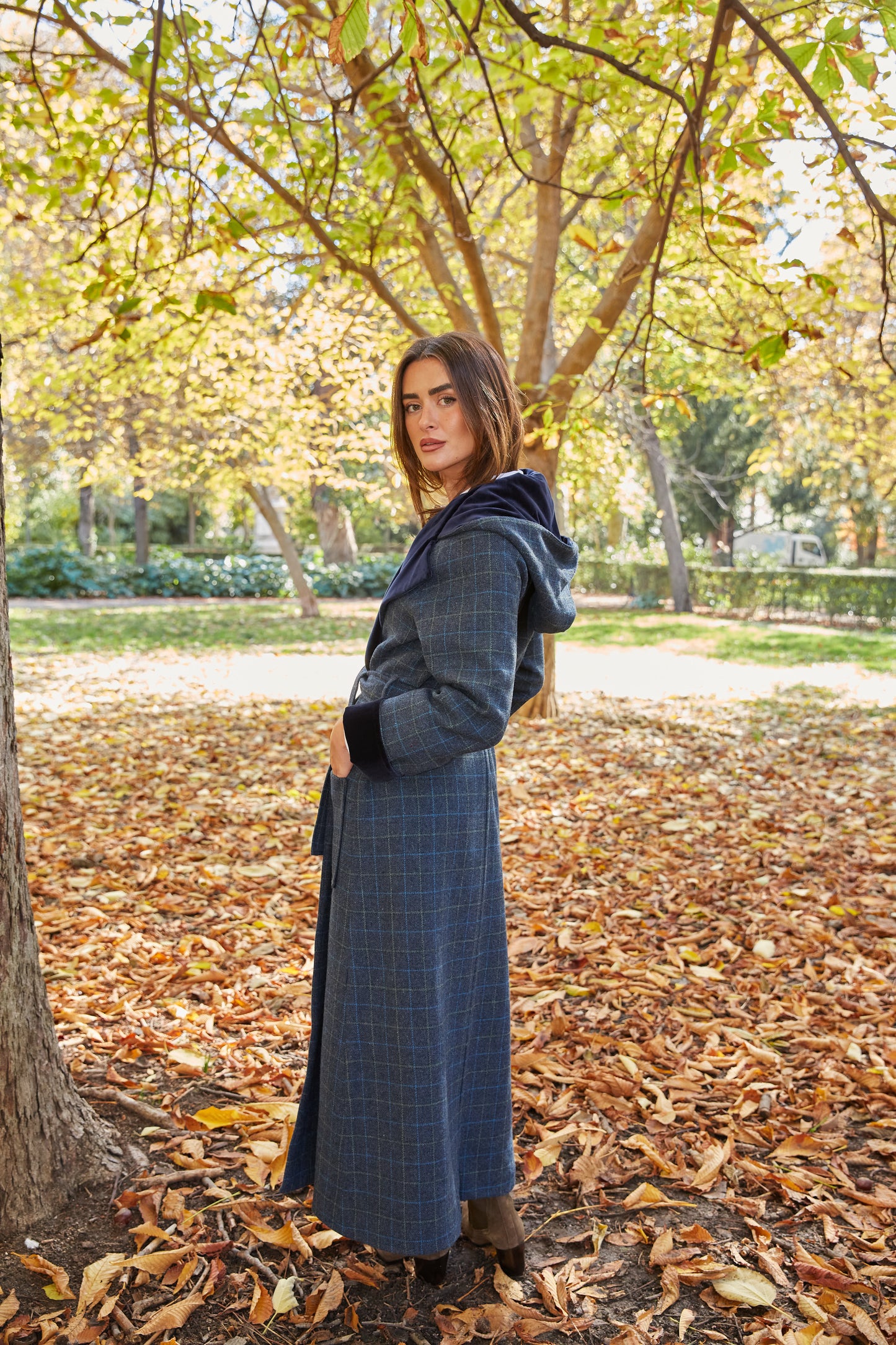 Abrigo Lana capucha azul