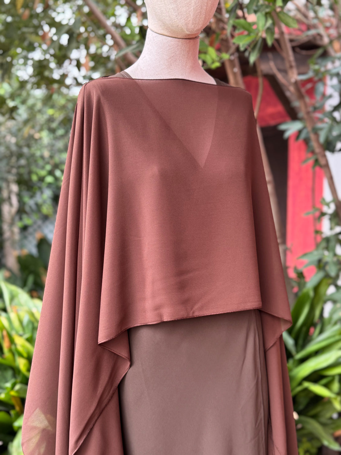 Brown chiffon cape