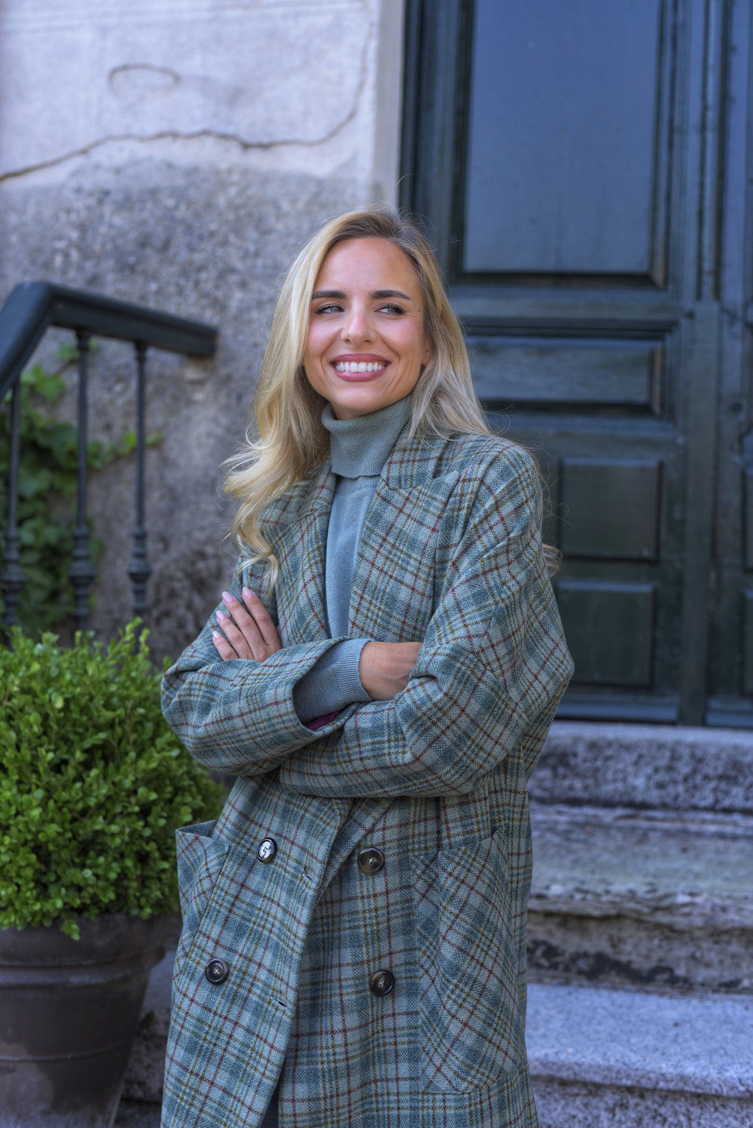 Abrigo Lana cuadros agua