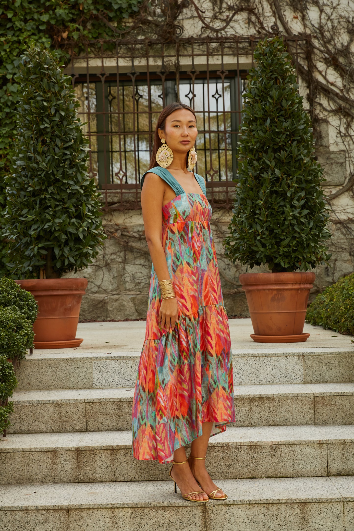 Vestido Cascais hojas verde