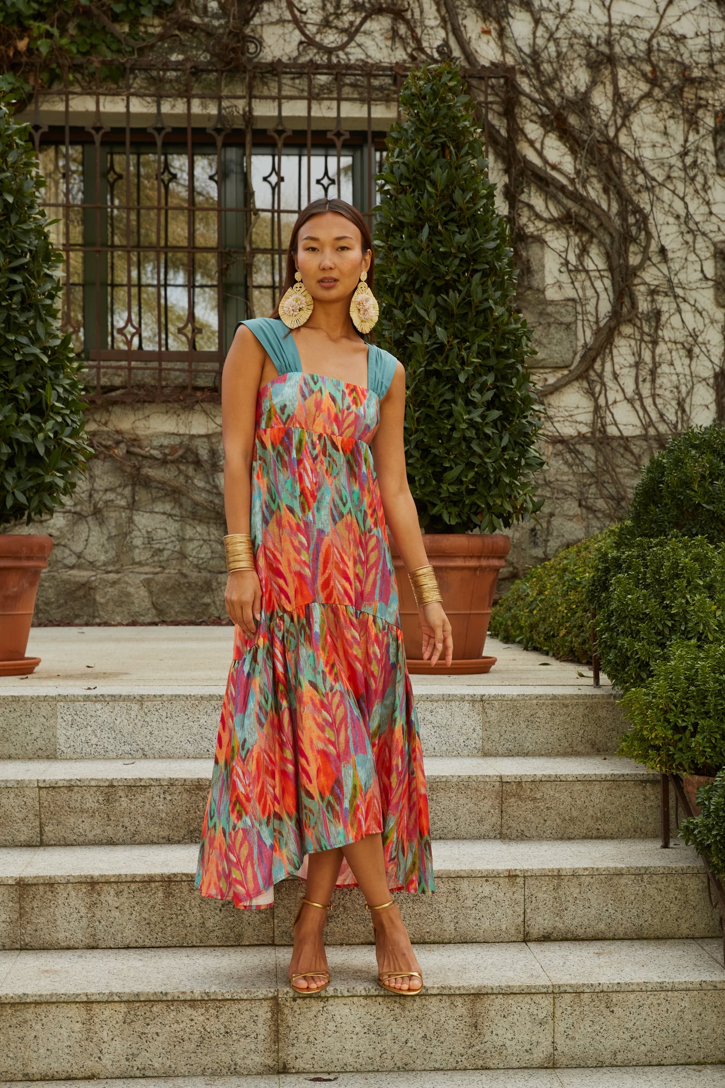 Vestido Cascais hojas verde